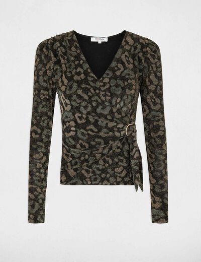 Long-sleeved t-shirt leopard print multico ladies'