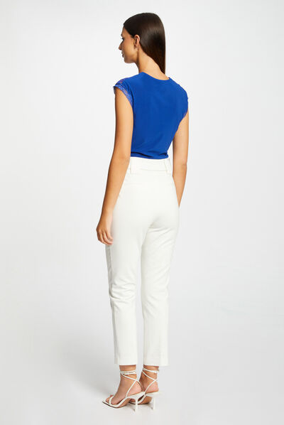 Short-sleeved t-shirt with bow electric blue ladies'