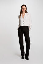 Long-sleeved satin shirt ivory women