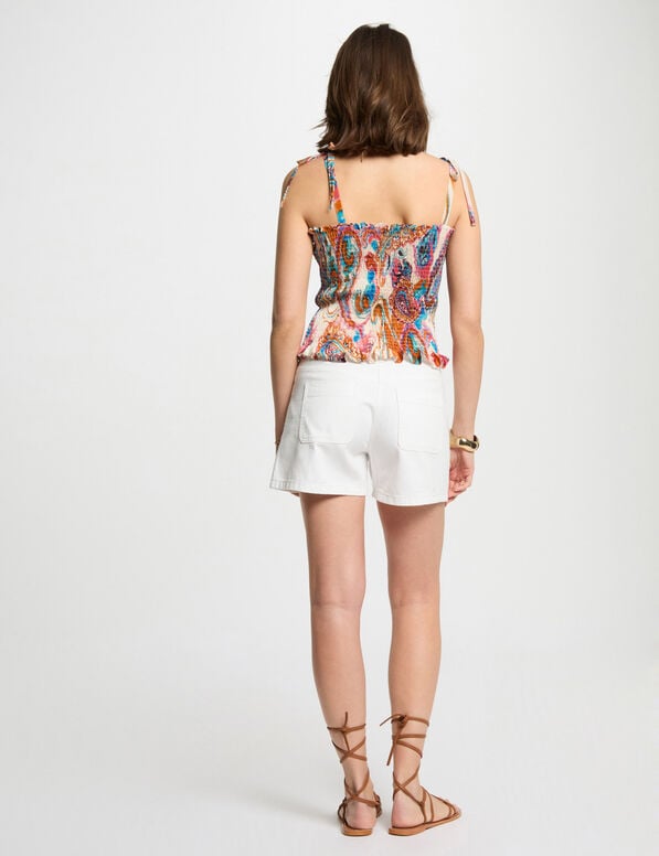 printed smocked top multicolor women Printed smocked top multicolor women