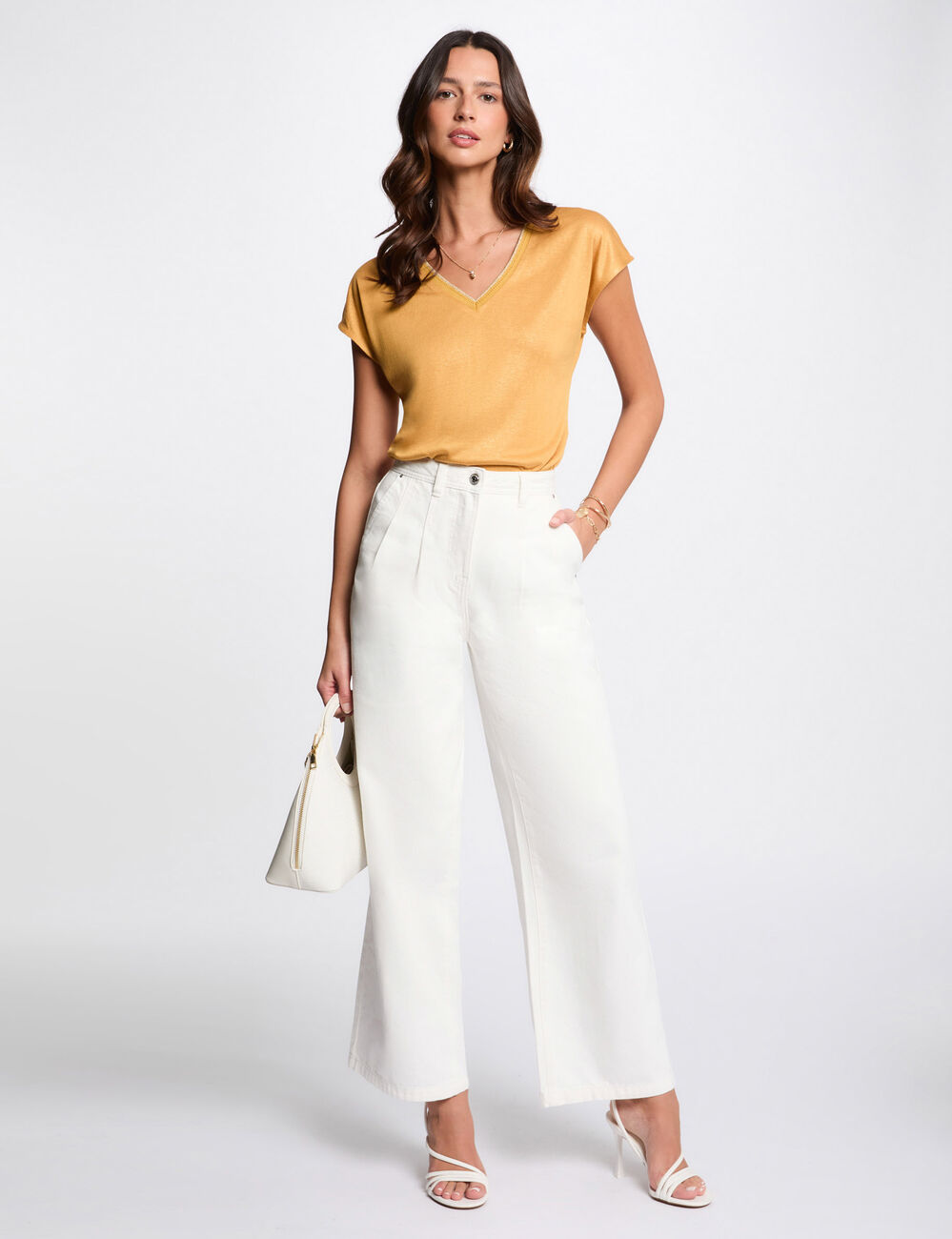 Short-sleeved t-shirt mustard yellow women