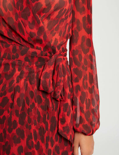 Wrap dress leopard print multico ladies'