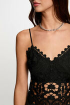 Crop top thin straps black women