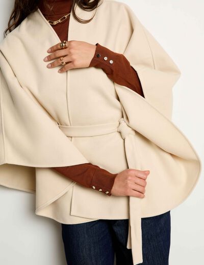 Belted cape ivory women