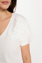 V-neck short-sleeve t-shirt white women