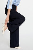 Wide leg trousers navy blue women