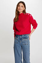 Long-sleeved jumper with buttons medium pink women