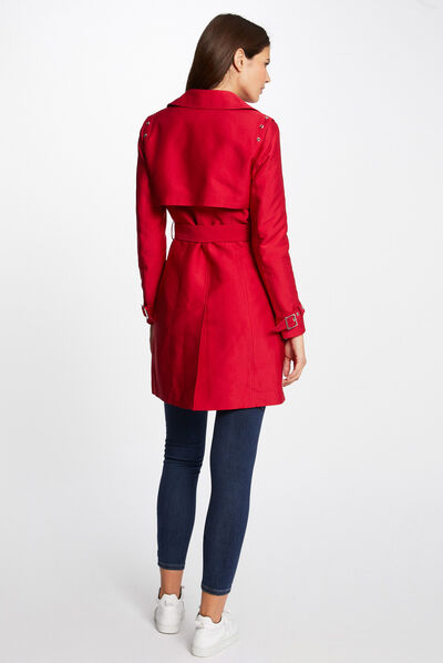 Straight belted trenchcoat red ladies'