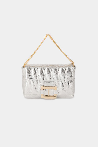 Quilted bag with buckle silver ladies'
