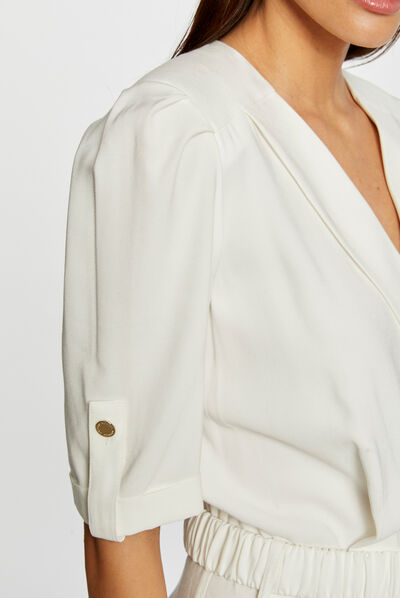 Straight belted jumpsuit ecru ladies'