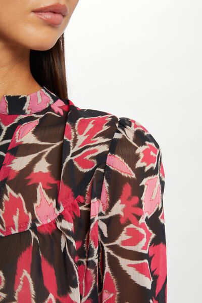 Long-sleeved blouse with vegetal print multico ladies'