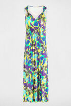 Robe longue évasée imprimée multico femme