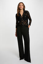 Lace shirt with a notched collar black women