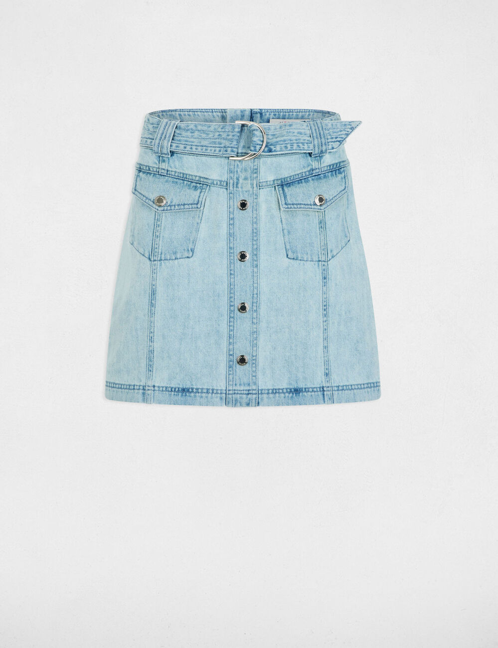 Mini denim skirt bleach denim women