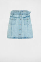 Mini denim skirt bleach denim women