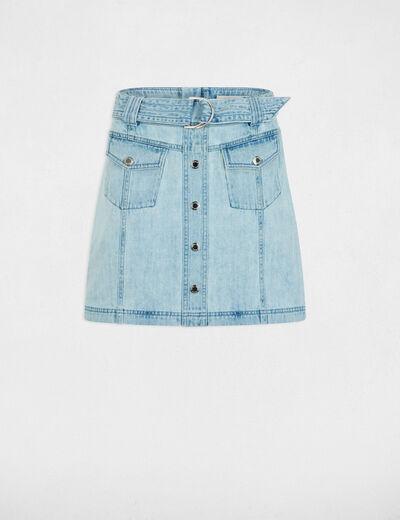 Mini denim skirt bleach denim women