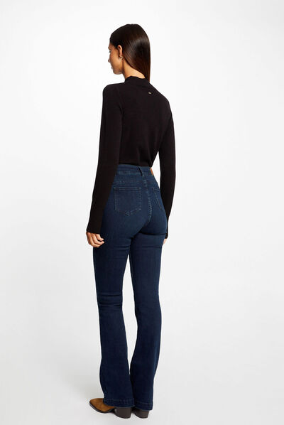 Long-sleeved jumper decorative buttons black ladies'