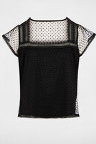 Lace t-shirt with square neckline black women