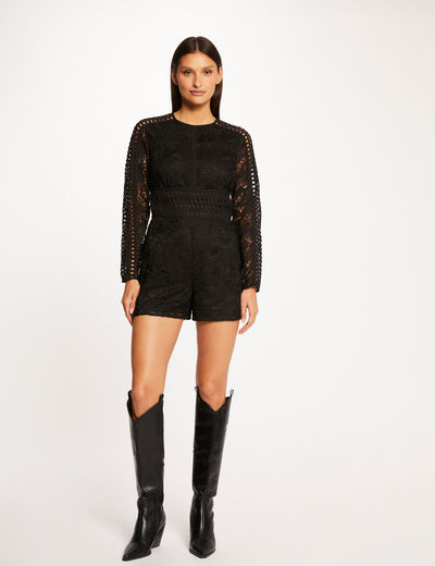 Straight playsuit in lace black ladies'