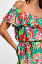 Robe midi évasée imprimée multicolore femme