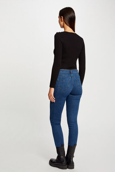 Long-sleeved jumper with buttons black ladies'