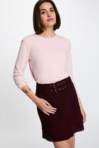 Textured knit sweater light pink women
