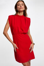 Robe courte ajustée épaulettes rouge femme