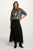 sequin sweater with round neck dark grey women Sequin sweater with round neck dark grey women