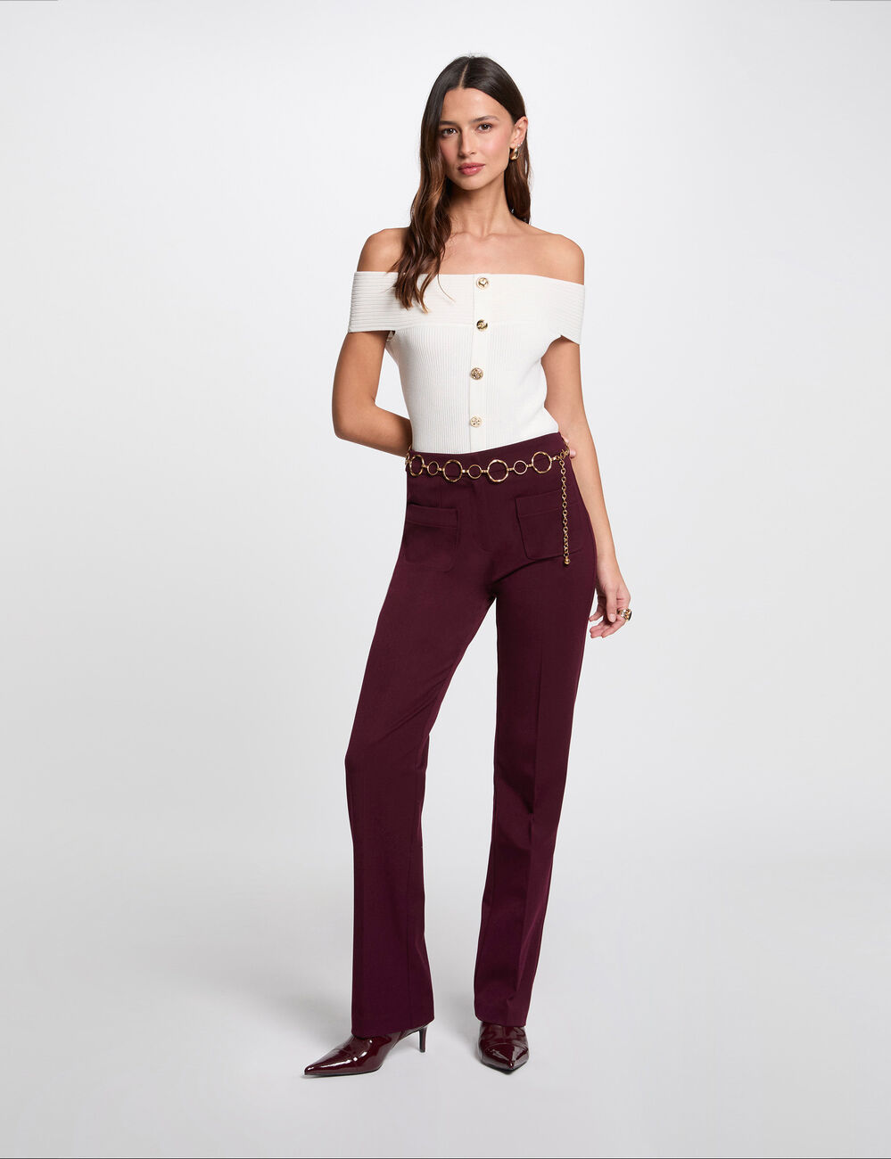 Jumper off the shoulder collar white women