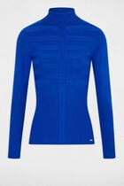 Pull col roulé ajusté bleu electrique femme