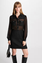 Fitted mini tweed dress black women