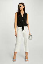 Sleeveless tied blouse black women