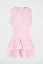 Robe courte col montant rose femme