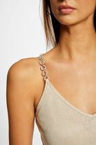 Vest top thin straps with chains sand women