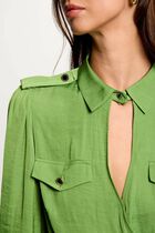 Blouse manches longues vert anis femme