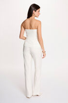 Wide-leg trousers with pinstripes white women