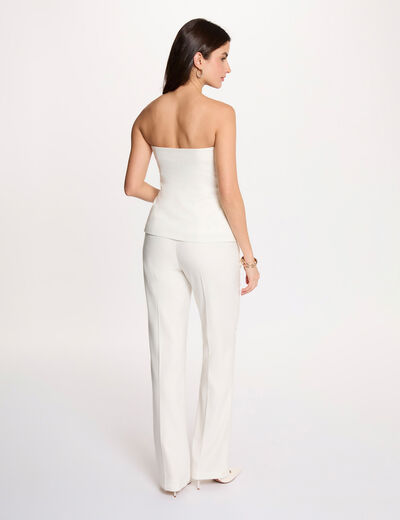 Wide-leg trousers with pinstripes white women