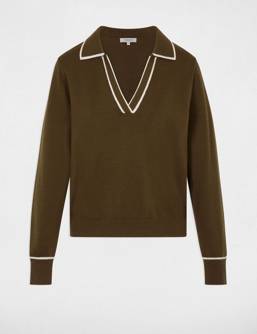 Polo neck jumper khaki green women