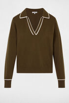 Polo neck jumper khaki green women