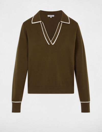 Polo neck jumper khaki green women
