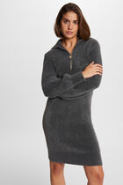 Straight jumper dress zipped-rollneck anthracite grey women
