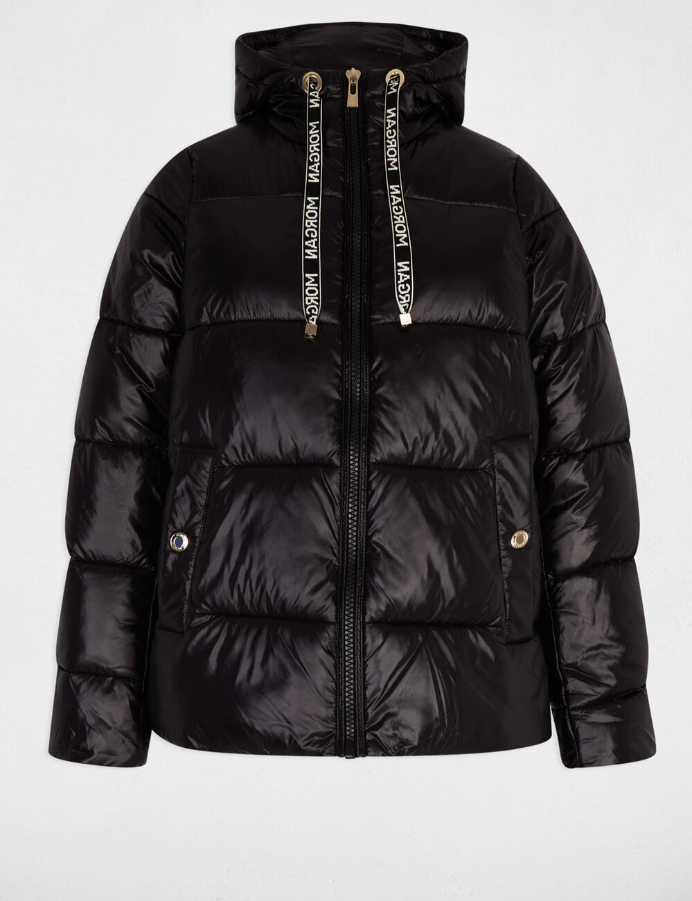 shiny cropped puffer jacket black women Shiny cropped puffer jacket black women