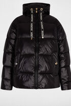 shiny cropped puffer jacket black women Shiny cropped puffer jacket black women