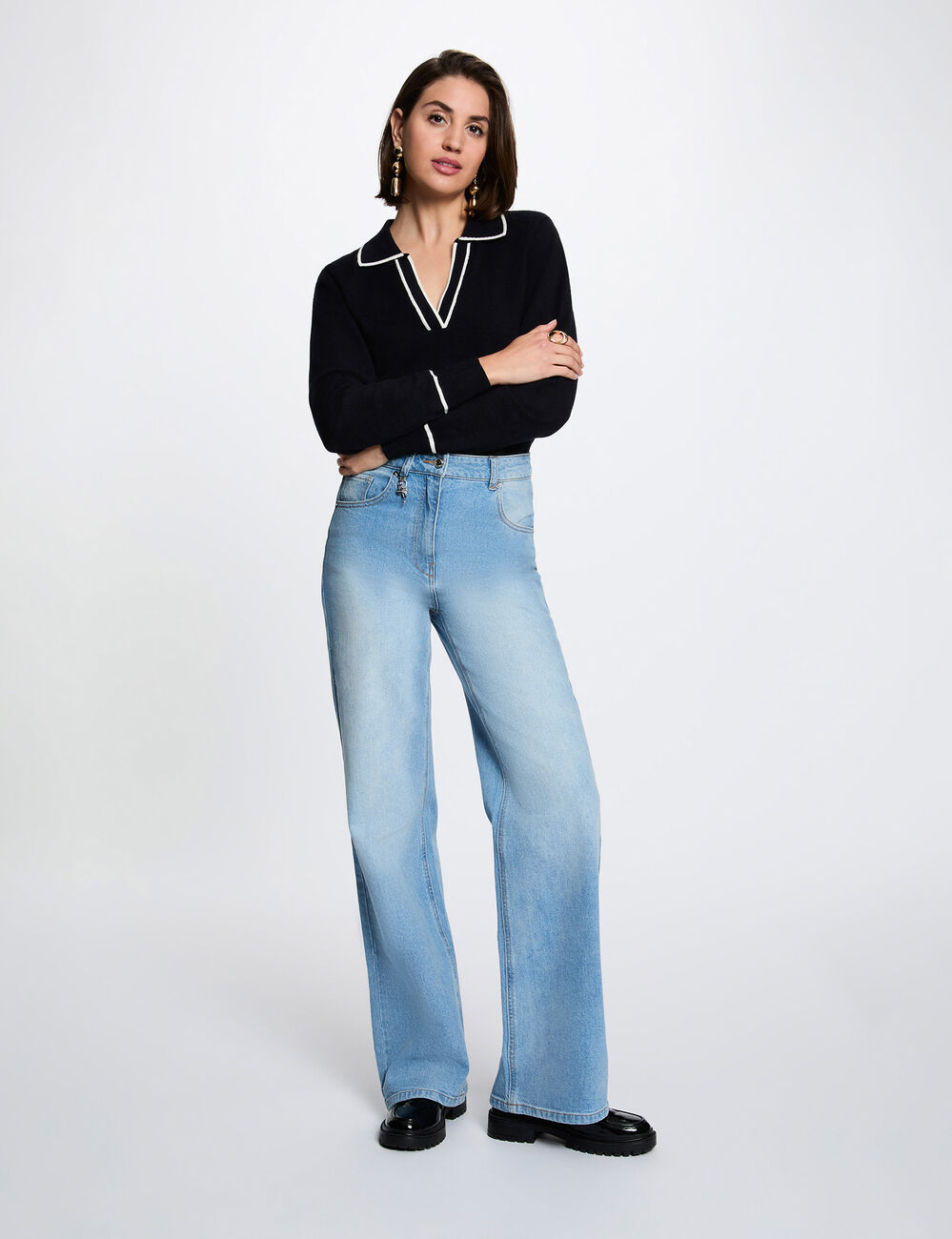 Polo neck jumper navy blue women