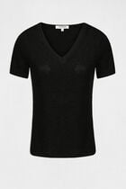 Short-sleeved t-shirt with V-neck black women