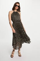 Robe longue évasée imprimée multicolore femme
