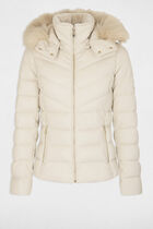 Faux leather padded jacket ivory women