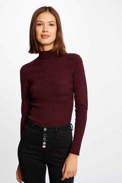 Long-sleeved jumper turtleneck plum ladies'