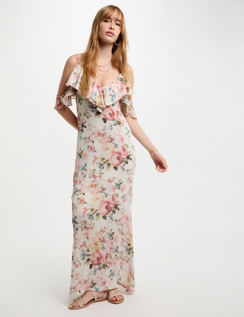 Printed maxi straight dress multicolor women