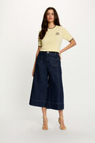 Short-sleeve sweater pastel yellow women